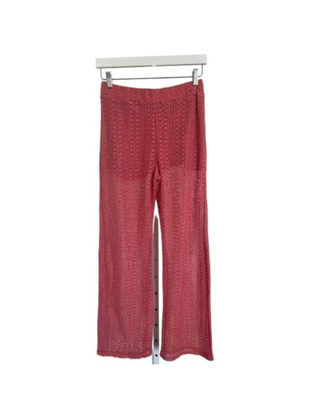 Zara Coral Crochet Knit Pants Open Knit Design